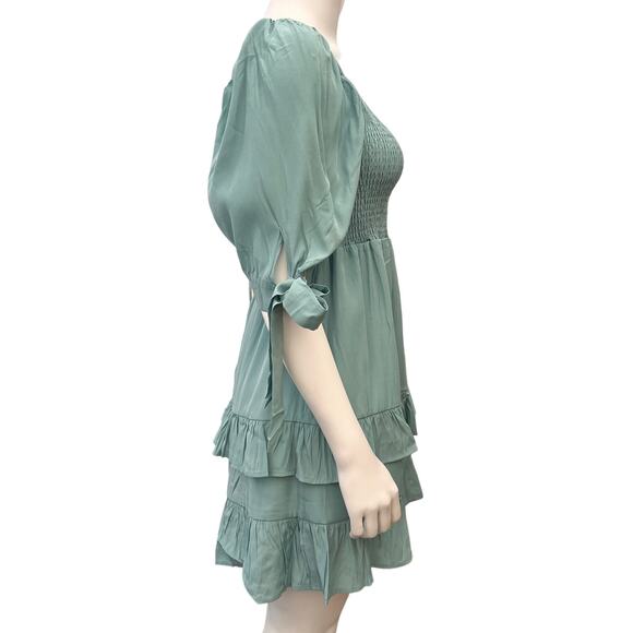 Women’s baby Doll light Green Short Sleeve Square Neck Dress Size S - Picture 3 of 10